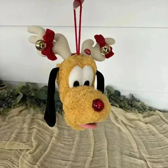 Disney | Holiday | Disney Pluto Dog Plush Head Rudolph The Red Nosed ...